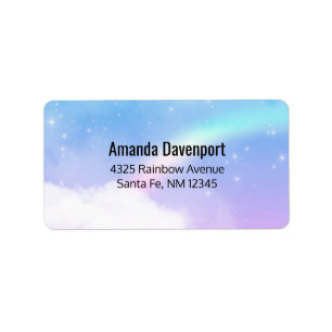 魔法のパステルクラウドと虹 ラベル