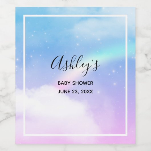 魔法のパステルクラウドと虹 ワインラベル (シングルラベル)