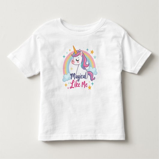 魔法のパステルユニコーンと虹 トドラーTシャツ (正面)