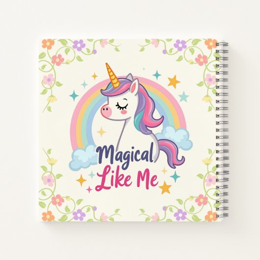 魔法のパステルユニコーンと虹 ノートブック (裏面)