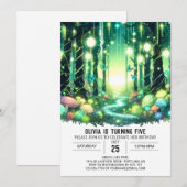 魔法のパステル ウッドランド デジタル バースデー 招待状 (正面/裏面)