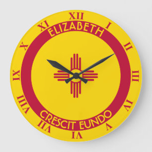 魔法のパーソナライズな旗のニューメキシコの土地 ラージ壁時計