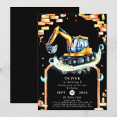 魔法のビルダー建設誕生日 招待状 (正面/裏面)