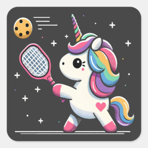 魔法のピックボールUnicorn - おもしろいファンタジープレーヤー スクエアシール