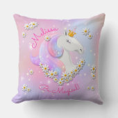 魔法のピンクと薄紫の一角花と星 クッション (正面)