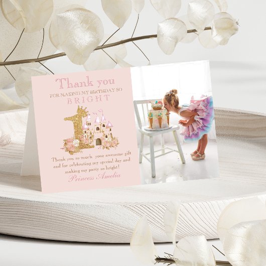 魔法のピンクのお城 キングダム バースデー サンキューカード