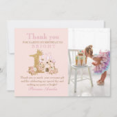 魔法のピンクのお城 キングダム バースデー サンキューカード (正面)