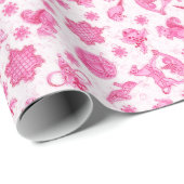 魔法のピンクのキッチュ水色Ditsyクリスマス ラッピングペーパー (ロールコーナー)