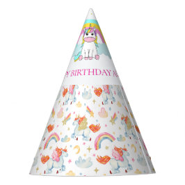 魔法のピンクのユニコーン虹 パーティーハット