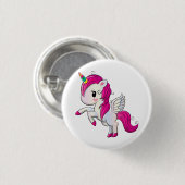 魔法のピンクのユニコーン 缶バッジ (正面&裏面)
