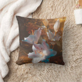 魔法のピンクのユリ – 花 クッション (ブランケット)