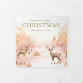 魔法のピンクの冬のワンダーランド4写真クリスマス 三つ折りクリスマスカード (カバー)