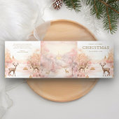 魔法のピンクの冬のワンダーランド4写真クリスマス 三つ折りクリスマスカード