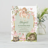 魔法のピンクの妖精とユニコーンの森の誕生日 招待状 (スタンド正面)