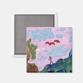 魔法のピンクの風景と姿(詳細)マグネ マグネット (正面/裏面)