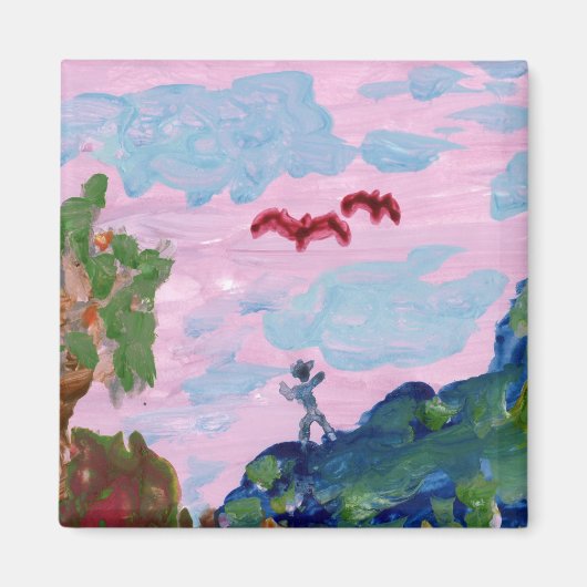 魔法のピンクの風景と姿(詳細)マグネ マグネット (正面)