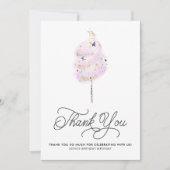 魔法のピンクコットンキャンディとグリッターありがとう 招待状 (正面)