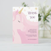 魔法のピンクゴールドユニコーンバースデー サンキューカード (スタンド正面)