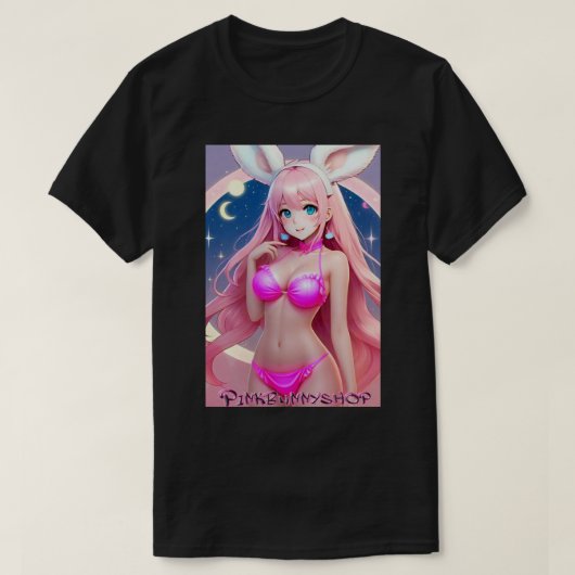 魔法のピンクバニーガールTシャツ Tシャツ (デザイン正面)