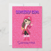 魔法のピンクパステルグリッター海賊娘 ノートカード (正面)