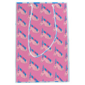 魔法のピンクパープルブルーハートユニコーンフェアヤル ミディアムペーパーバッグ (正面)