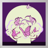魔法のピンクパープルブーケ&蝶スクエア ポスター (正面)