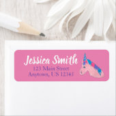 魔法のピンクパープルホルンユニコーン馬の神話 ラベル (インサイチュ)