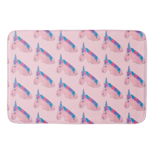 魔法のピンクパープルミティカルホースユニコーンプリント バスマット (正面)