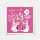 魔法のピンクプリンセスパーティー彫刻 スタンダードカクテルナプキン (正面)