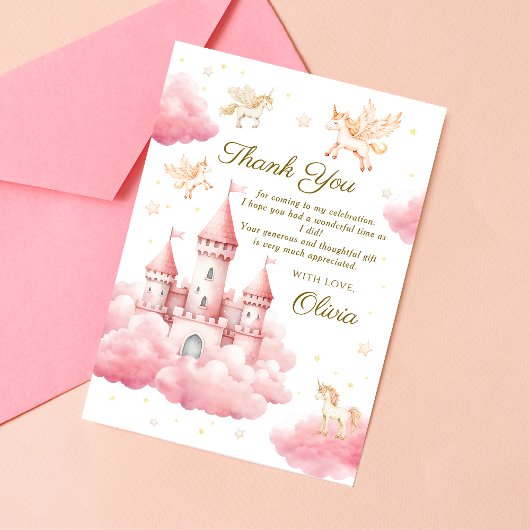 魔法のピンクプリンセスベイビーガール サンクス サンキューカード