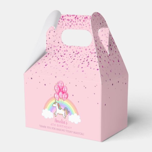 魔法のピンクユニコーンレインボー誕生日サンキュー フェイバーボックス (裏面サイド)