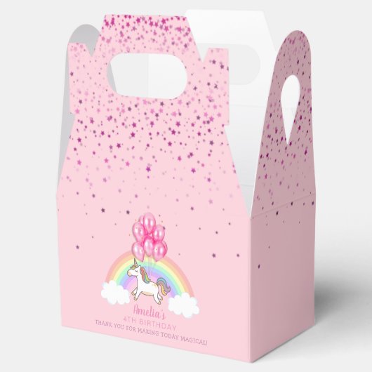 魔法のピンクユニコーンレインボー誕生日サンキュー フェイバーボックス (オープン)