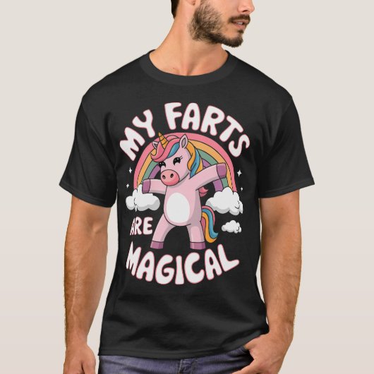 魔法のピンクユニコーン おなら Tシャツ (正面)