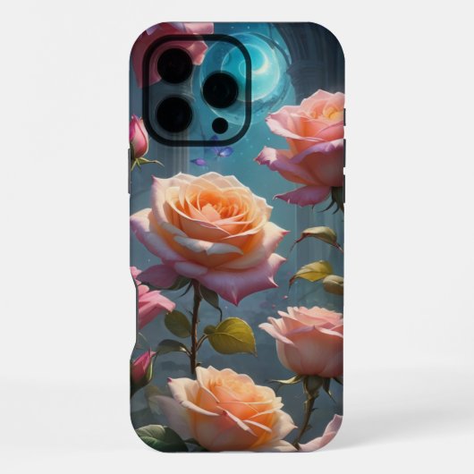 魔法のピーチピンクのバラ  iPhoneケース (裏面)