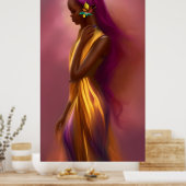 魔法のファンタジーアフリカ女性カラフル髪4 ポスター (キッチン)