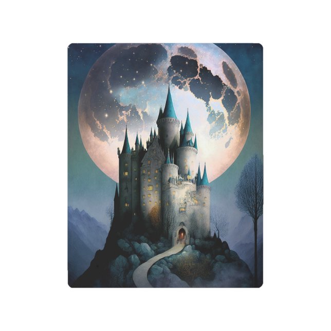 魔法のファンタジーキャッスルフルムーン メタルプリント (正面)