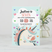 魔法のファンタジーユニコーン誕生日パーティー 招待状 (スタンド正面)