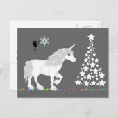 魔法のファンタジーユニコーン,妖精とクリスマスツリー シーズンポストカード (正面/裏面)