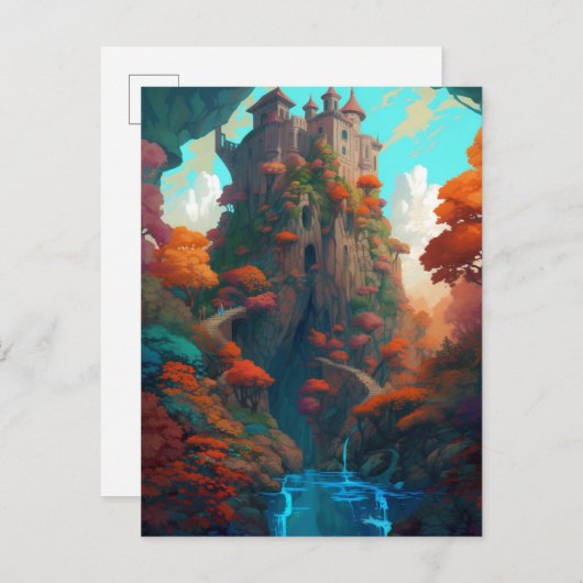 魔法のファンタジー城はがき ポストカード (正面/裏面)