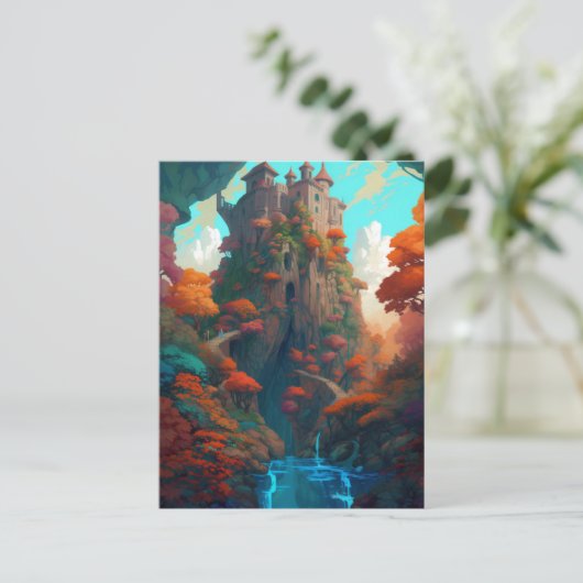 魔法のファンタジー城はがき ポストカード (スタンド正面)