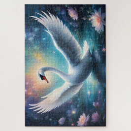 魔法のファンタジー白鳥ミッドナイト湖の睡蓮 ジグソーパズル