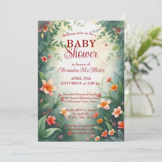 魔法のファンタジー魔法の森の赤ちゃんシャワー 招待状 (スタンド正面)