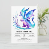 魔法のファンタジー ドラゴン デジタル ボーイ 誕生日 招待状 (スタンド正面)