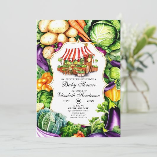 魔法のファーマーズマーケットベビーシャワー 招待状 (スタンド正面)