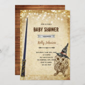 魔法のフクロウのシャワー誕生日招待状 招待状 (正面/裏面)