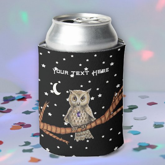 魔法のフクロウオンブランクパープルクリスタルムーンスターズ 缶クーラー