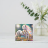 魔法のフル素晴らし体ホワイトユニコーン スクエア名刺 (スタンド正面)