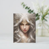 魔法のフル顔ホワイトローアリングライオンロングウェーブ ポストカード (スタンド正面)