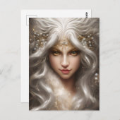 魔法のフル顔ホワイトローアリングライオンロングウェーブ ポストカード (正面/裏面)