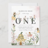 魔法のフローラフェアリー1st誕生日パーティー 招待状 (正面)